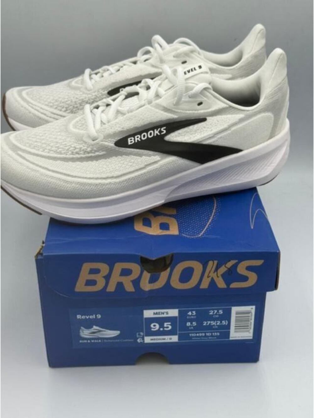 Brooks Revel 9 Men's Running Shoes -White Black Size 9.5 New